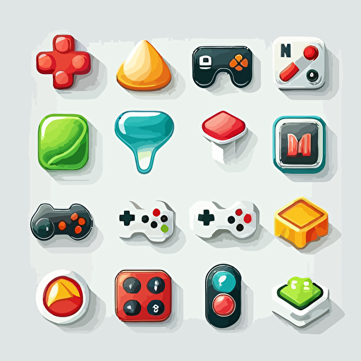 game ui buttons, vector, white background