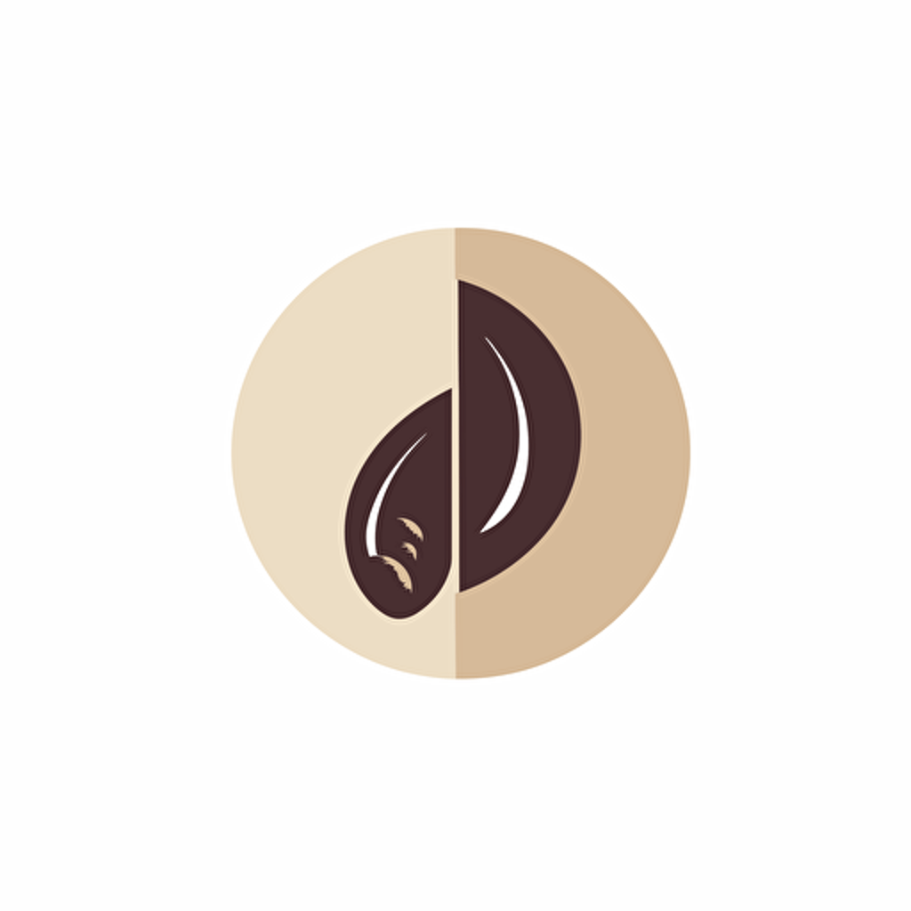 a stylish minimalistic logo of a coffee bean and elegance combined. vectorized and soft colors. highly detailed