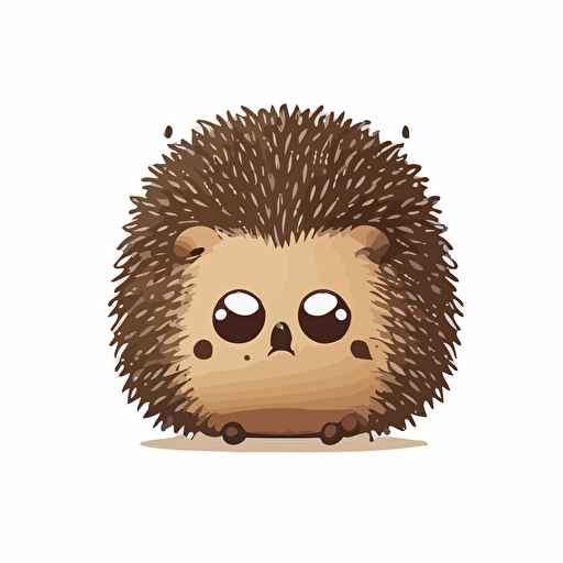 cute hedgehog with angry facial expression kawaii style, vector, simple, high-quality