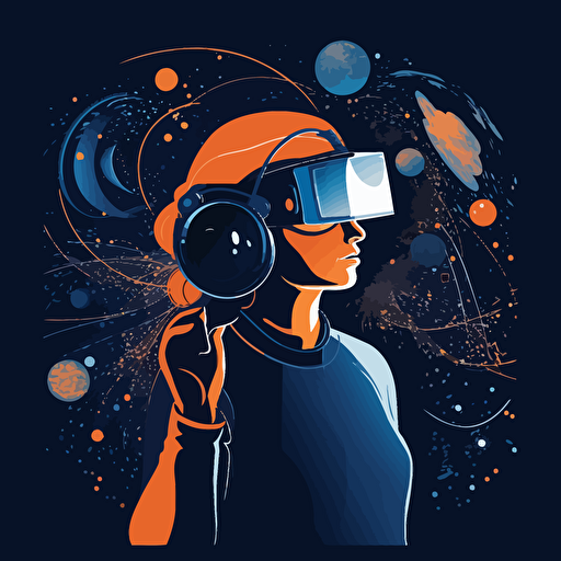A picture that symbolize future, XR as a service, learning, Vector Syle, dark background, blue, white, orange