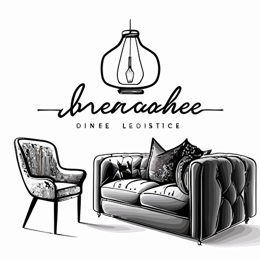 [modern, hand-drawn] iconic logo of [homedecor], black vector, white background