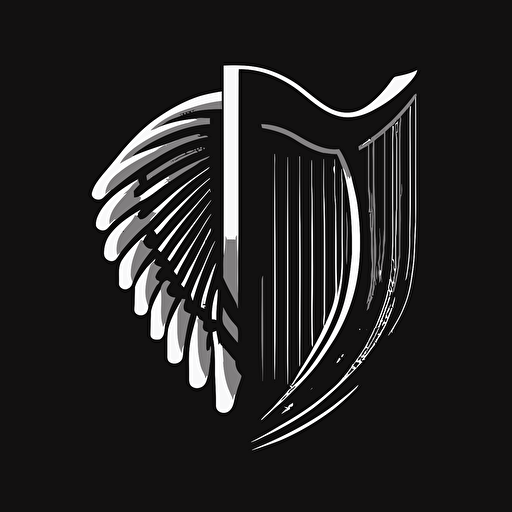 book logo, with harp emerging from pages, minimalist, vector, HD
