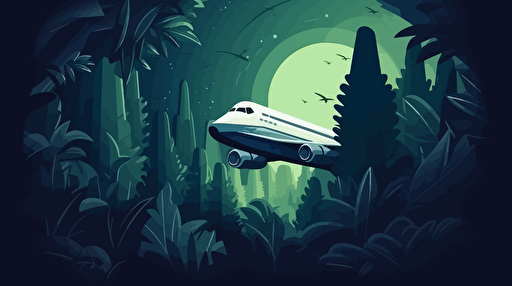 a space shuttle heading toward a jungle planet, viewed from space, simple vector illustration