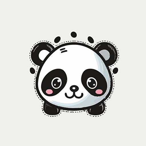 cute simple cartoon happy panda vector logo