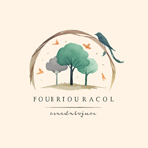 a minimalist and inspiring logo for a school of permaculture, sustainability, agroforestry and ecological restoration style vector watercolor