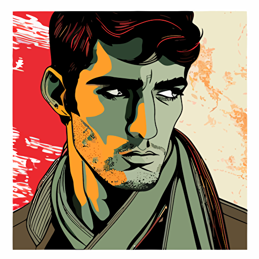iran handsome man, vector, comic, pop art