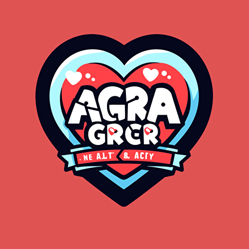 ARTG, simple heart shape logo wordmark inside, Craig McCracken style, 2D flat simple logo, light color, vector, cute, american cartoon style
