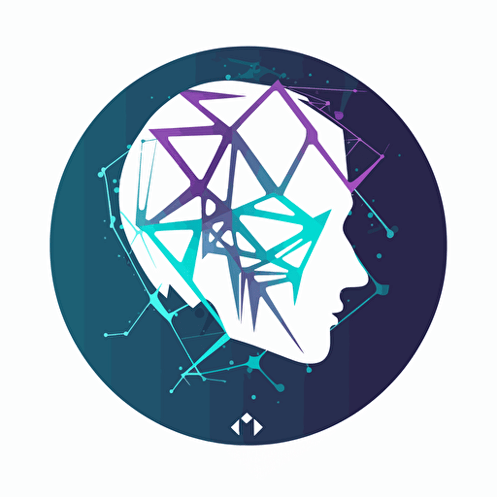 minimal vector neuralmex logo, cyan and purple , white background