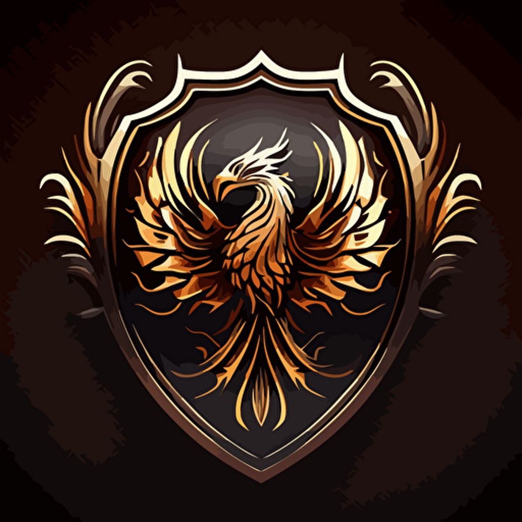 vector icon, pheonix on a simple shield