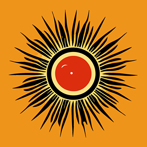 minimalist vector line logo of an orange sun in the style of Saul Bass
