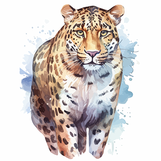 Watercolor vector illustration leopard sticker white background