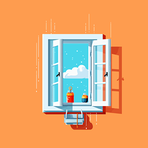flat vector logo of window, caulking wrapped around window, simple minimal, by Ivan Chermayeff