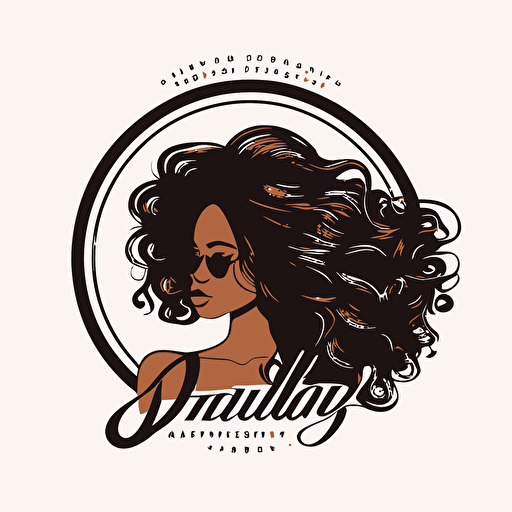 hair stylist company, hair flowing, african american, modern, vector logo, vector art, simple , cartoon, 2d