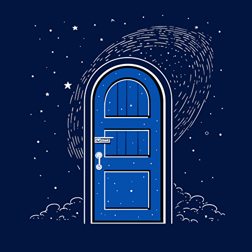 door to the universe, minimal, vector, doodle, royal blue, simple, clean