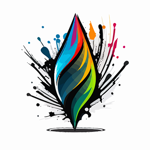 black and white penicil with colorful tip logo, white background, vector image