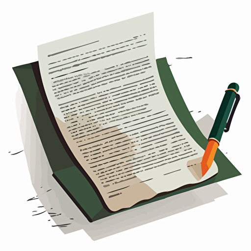 a vector illustration showing a document. Sentences of this document are highlighted with a pen.
