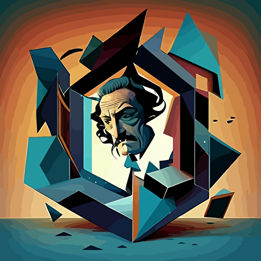 2d vector illustration abstract geometric style recreation of dali's the persistance of memory