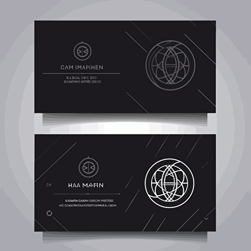 a simple, flat vector art logo for a business card company, pure black backgorund
