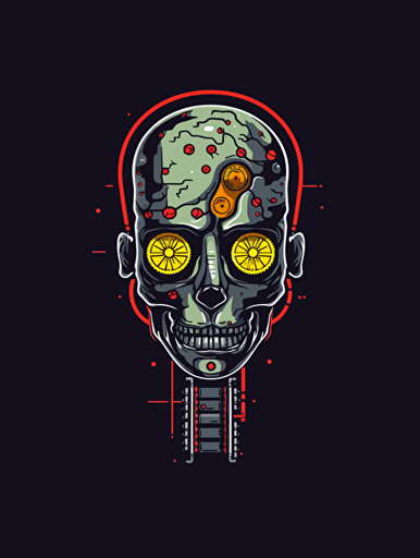robotic android with human brain, simplistic vector logo, snes pixel art