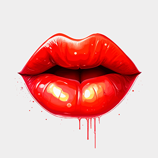 kissing lips, sexy cute lips, vector art, 2d game art, red lips