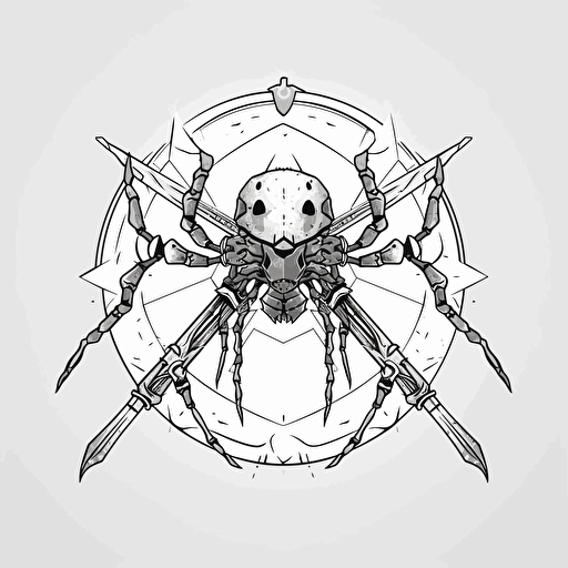 an easily-scalable logo image for an AI company of an araneus spider on a sword, black and white, vector, 2d, minimalistic, cyberpunk, award-winning