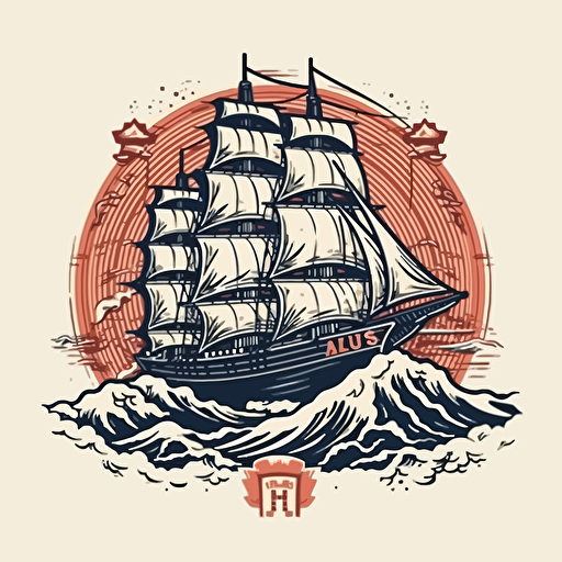 Set sail, unstoppable logo design number 4 designed as a sailing ship, vector 2d