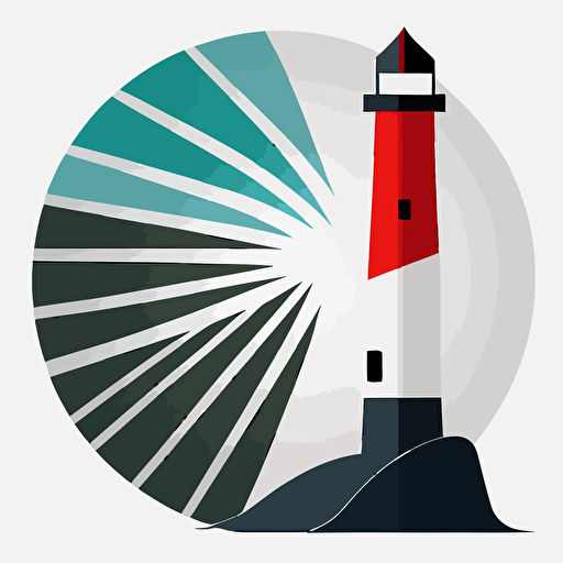 flat vector style bauhaus logo of a lighthouse that is also a paintbrush, geometric, super simple, gestalt theory, simplified (fast)