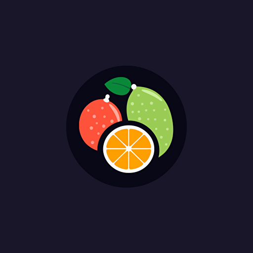 simple, iconic, flat, vector logo, fruits
