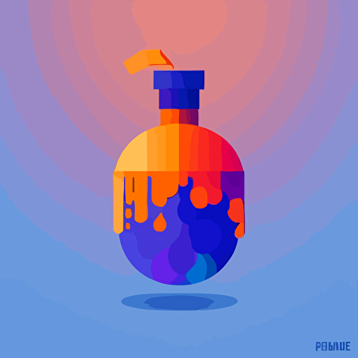 flat vector logo of grenade, blue purple orange gradient, simple minimal, by Ivan Chermayeff