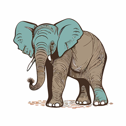 drawn elefant in zoo, disney style, 2d, vector, white background
