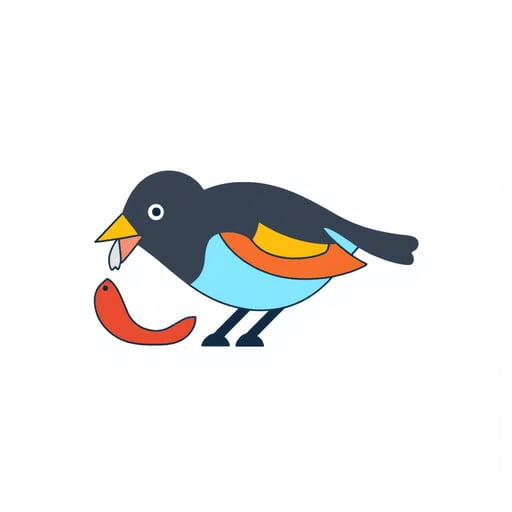 a bird eating a worm