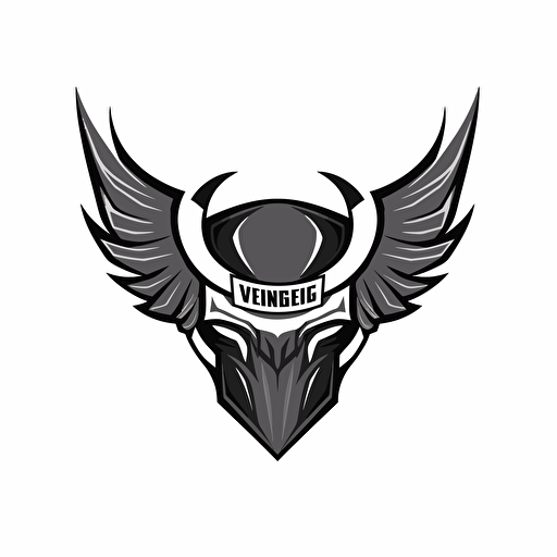 vector fitness logo viking helmet with horns, no hair, no face, with winged warrior wings in background