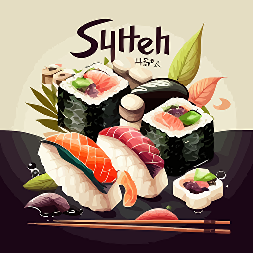 vector style sushi selection with a transparent backbackground. advert.