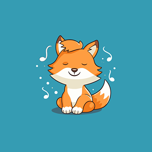 simple logo design of cute fox music, vector, flat 2d, company logo, sing style