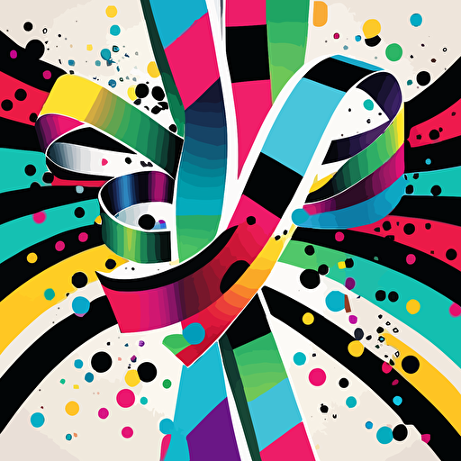 vector illustration of sqare ribbons multi-colored, with hints of bedazzeling 5k in pop art design