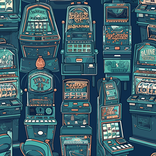 Background on which there are a lot of slot machines in vector style