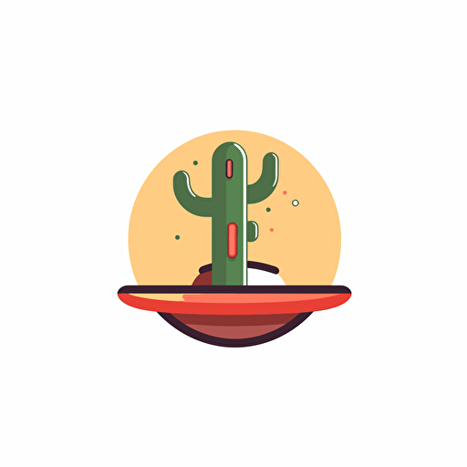 Cactus Comic, mexican Hat, mexican colors, colorful, comic vector illustration style, flat design , minimalist logo, minimalist icon, flat icon, adobe illustrator, cute, white background, simple