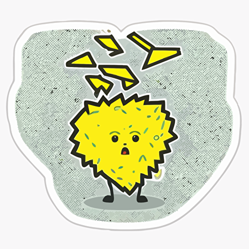 Very cute yellow heart filled inside with thunders pixar style, 2d flat design, vector, cut sticker
