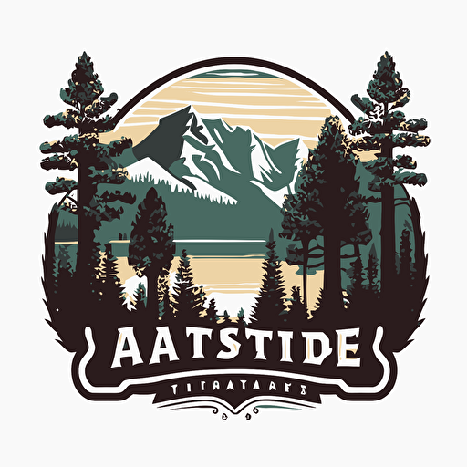 vector logo image of trees with mountains in the background tahoe