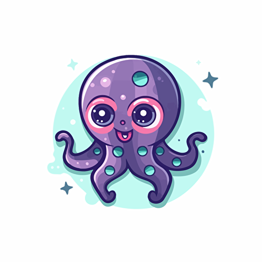 logo design, flat 2d vector logo of a cute octopus, muted purple and blue colors, 80s, star-wars-inspired
