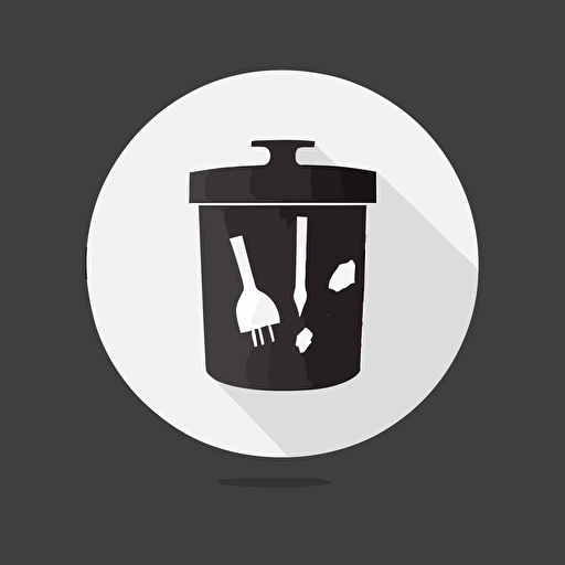 kitchen waste icon, flat, vector, bnw