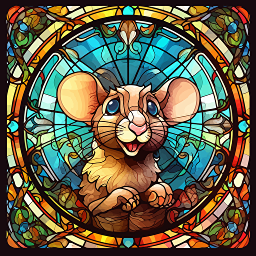 stained glass mouse, hyper detailed, vector design on the edges of the image