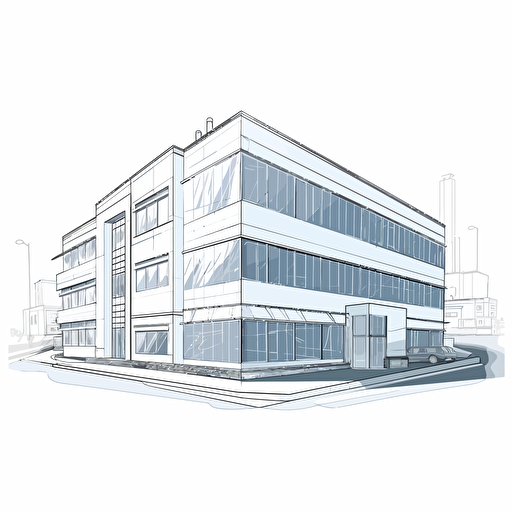vector illustration of a company building, daylight, white background