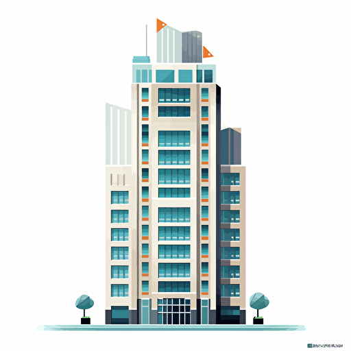 vector, 2d, carton skyscraper profile, illustrator style, minimalist, flat, whitebackground