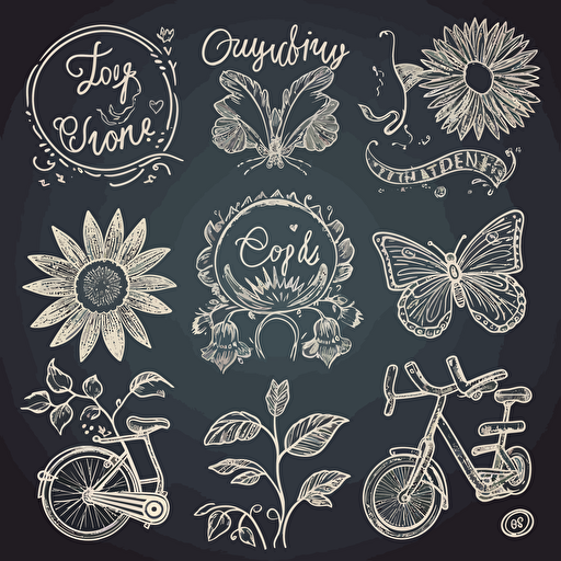 summer stencils for chalkboards, vector art