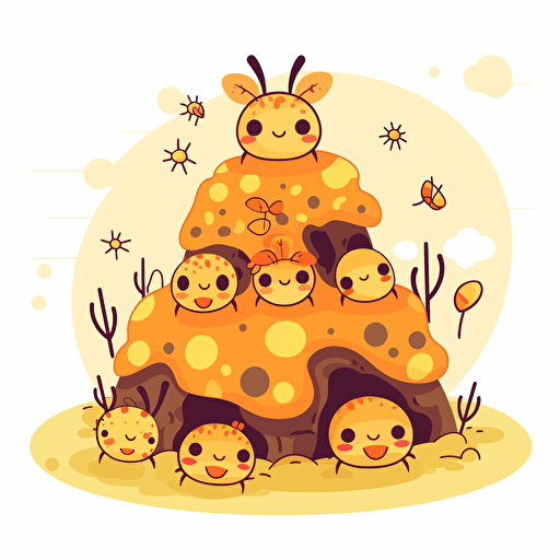 cute anthill kawaii style, vector clipart