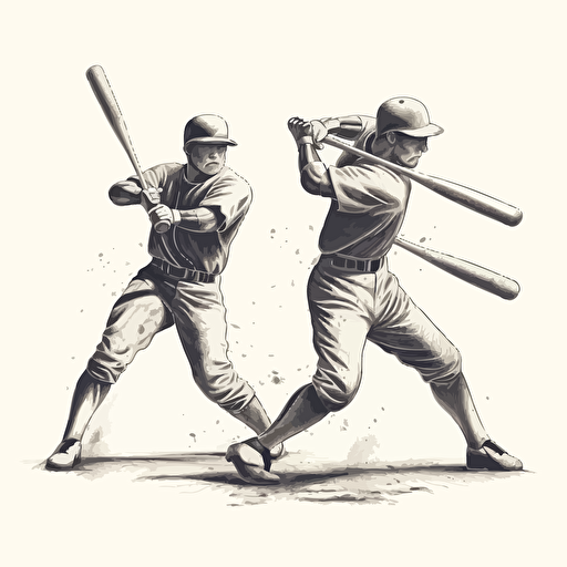 vector illustration of baseball players hitting the ball