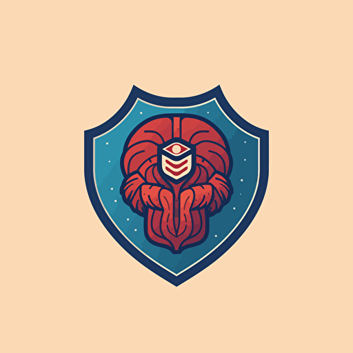 a simple vector logo of a human brain in the shape of a shield