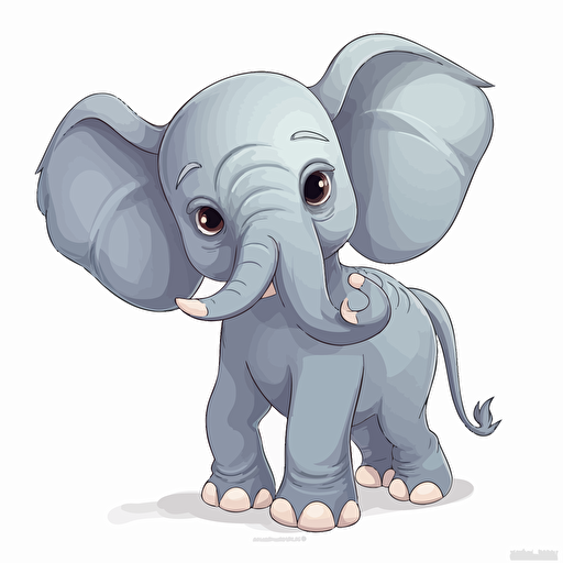elephant, detailed, cartoon style, 2d clipart vector, creative and imaginative, hd, white background