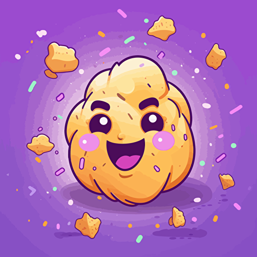 a twitch potatoes emote who celebrate, vector, contour, with confeti behind, unicolor background